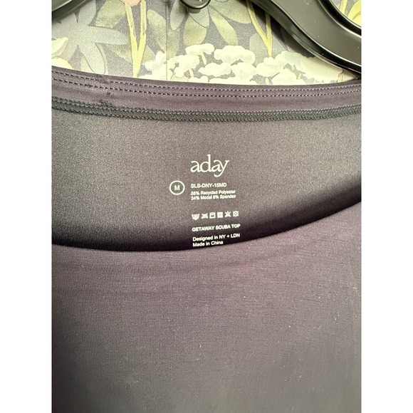 Aday Getaway Scuba Top Boat Neck Long Sleeve Black Women's Size M - Picture 5 of 10